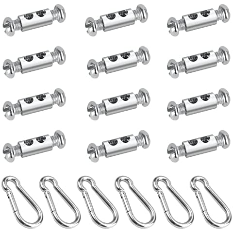 12 Pcs Wire Rope Clips for 1-2 mm Diameter Wire Rope & Cable,Wire rope buckle Single hole double hole hanging rope fastening buckle Cover