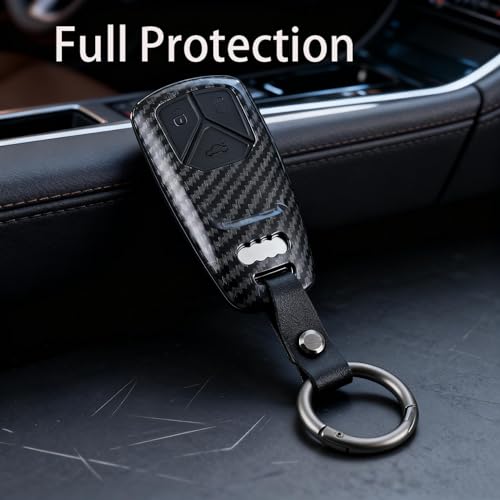Vailikey Carbon Fiber Car Key Fob Case for Audi - Protective Hard Key Cover Compatible with Audi A4L A6L A8 Q5 Q7 TT TTS Key Holder - Image 2