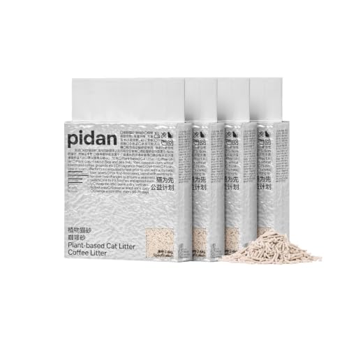 pidan Tofu Cat Litter with Recycled Coffee Grounds,Clumping,Flushable | Plant Based Litter Natural Ingredients,Odor Control,Dust-Free,Less Scattering,Pellets,Fast Drying(5.3lb×4bags)