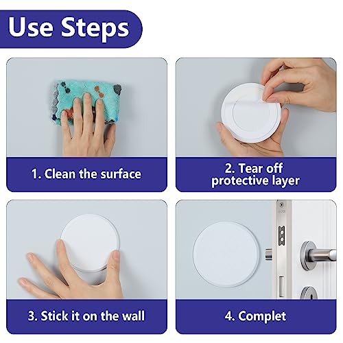 3 1/4 In Wall Protector Round, 10 Pack Doorknob Wall Shield Guard Door Stop, Rigid Vinyl Hard Wall Protection Pads White With Self Adhesive Sticker, Home Master Hardware #TOP5