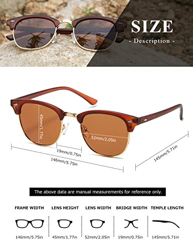 Image of AEVOGUE Polarized Semi Rimless Sunglasses for Men Women, Retro UV400 Sun Glasses for Driving Outdoor
