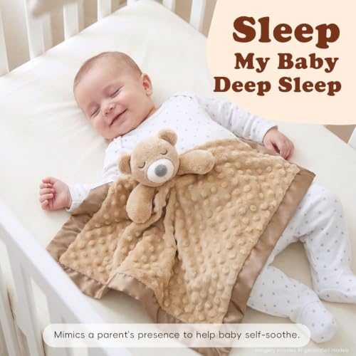 Image of Baby Lovey Security Blanket, Soft Teddy Bear Stuffed Animal Snuggle Toy, Baby Registry Search Receiving Blankets for Newborn Infant Essentials Gifts for Boys Girls, Brown 16 Inch