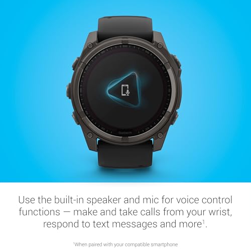 Image of Garmin Fenix 8, 51mm, Solar, Sapphire,Smartwatch, Carbon Gray Titanium with Black /Pebble Gray Silicone Band