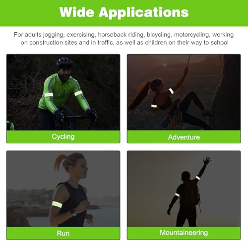 Coptiner 4 Pcs Reflective Wrist Strap,Running Accessories,High Visibility Safety Adjustable Length Belt with Armbands for Cycling, Walking, Running Accessories for Men & Women