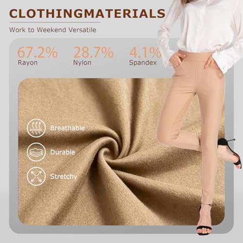 Image of Ginasy Dress Pants for Women, Pull-On Business Casual Leggings | Classic Colors; High-Rise Tummy Control; Stretch Knit Fabric; Pull-On Fit with Functional Pockets