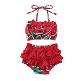 2Pcs Baby Girls Tankinis Fruits Print Swimwear Toddler Halter Bikini Sets Kids Summer Beachwear Outf