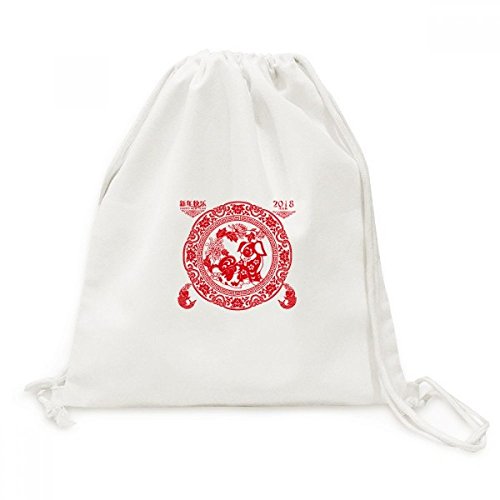 Sac à dos en toile de qualité supérieure motif Chien Nouvel An chinois