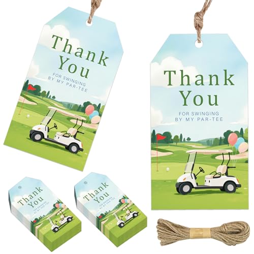 50Pcs Golf Thank You Tags Golf Course Cart Balloon Appreciation Tag With String Thank You For Swinging By My Par-Tee Gift Tags For Sports Theme Birthday Bridal Shower Gender Reveal Party Favors