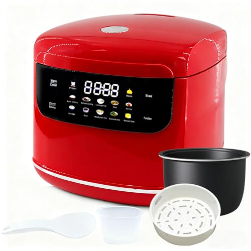 Smart Rice Cooker,2L Mini Protable Rice Cooker,6 Cups Cooked/3 Cups Uncooked,400W Non-Stick Rice Maker, 24 Hours Timer Delay,10 Functions,Fast Cooker,Auto Keep Warm
