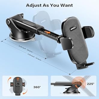 APPS2Car Suction Cup Phone Mount, Windshield/Dashboard/Air Vent Car Phone Holder Mount with Sticky Gel Pad, Compatible with iPhone, Samsung, All Cellphone, Thick Case Friendly