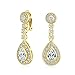 Larme Halo Zircone Cubique Ouvrir CZ Pendantes Déclaration Prom Clips Oreilles Non Percées Femme Laiton Plaque Or 14K