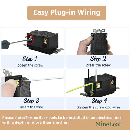 Nineleaf Black GFCI Outlet 15Amp 2PK,Black Outlets Receptacles,GFI Electrical Outlet with LED Indicator,Weather Resistant WR,Ground Fault Circuit Interrupters,120V,Wall Plates and Screws Included,ETL by NineLeaf - Used condition - Image 6