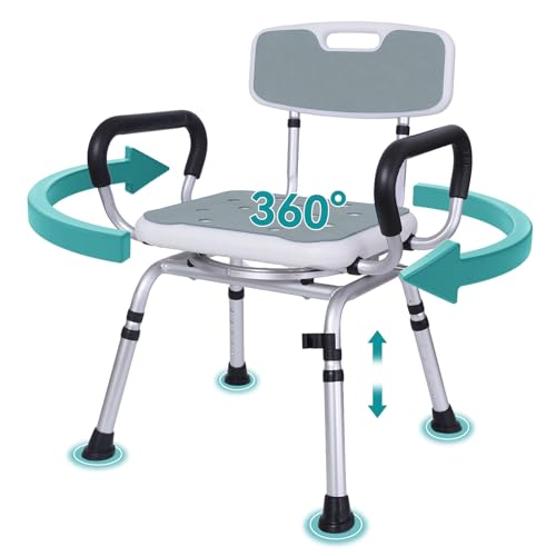 400 lb Swivel Shower Chair with Arms & Back