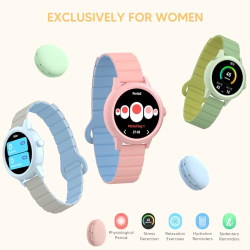 KAVVO Macaron 36mm Round Stylish Watch, 1.106'' AMOLED Retina Screen, Always-on Display, Silicone Magnetic Suction Strap, Female Health Record, Waterproof(Mint Green) by KAVVO - Image 3
