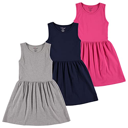 Image of Pink Angel 3-Pack Girls' Dresses, Kids Casual Fit and Flare Sleeveless Summer Dress & School Outfit, 100% Cotton