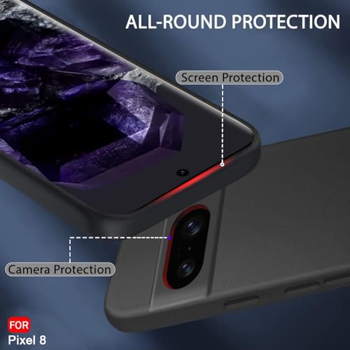 Image of TheGiftKart Sleek Back Cover Case for Google Pixel 8 | Slim Fit Protective Design | Ultra Matte Finish | Camera Protection Bump | Soft Silicon Case Cover for Pixel 8 (Silicone, Black)