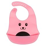 Babador de Silicone com Coletor de Migalhas Rosa | Silicone Flexível, Coletor de Migalhas