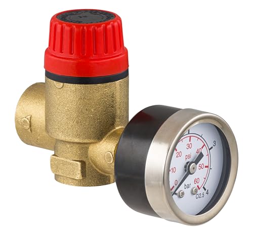 Válvula de Seguridad con Membrana y Manómetro H 1/2 | Protección Contra Sobrepresión en Circuitos de Calefacción | Control Visible y Preciso | NOYON & THIEBAULT
