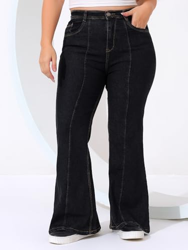 Nifty Dżinsy damskie z wysoką talią, stretch, duże rozmiary, denim, czarny, 40