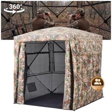 Hunting Blind 360°See Through With Mat Floor,Pop Up Ground Blinds...