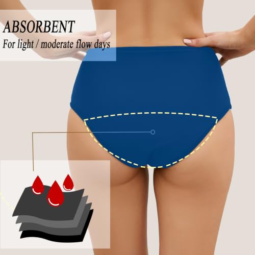 Image of Leoparts Period Swimwear Leakproof Bikini Bottoms Black High Waisted Coverage Swimsuit Bottom for Girls Teens Women