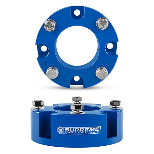 Supreme Suspensions - 3" Front Leveling Kit for 2007-2021 Toyota Tundra and 2008-2022 Toyota Sequoia - T6-Billet Aluminum Strut Spacers (Blue)