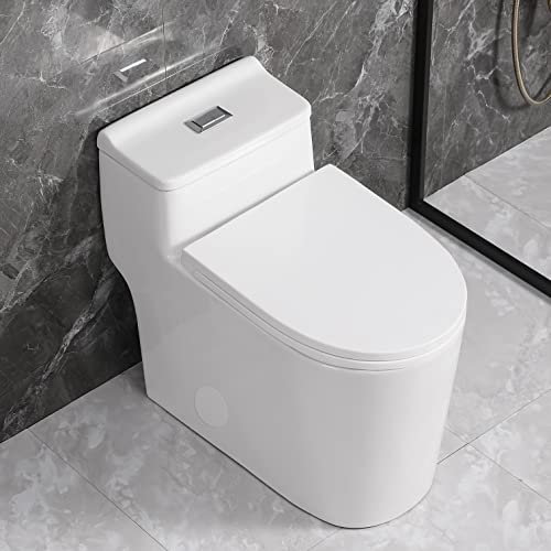 Sounor Sn1080 One Piece Toilet 3-In Dual Flush 1.1/1.6 Gpf Chair Right Seat Height Comfort Elongated U Shaped Bowl Soft Close Uf Seat,White #TOP1