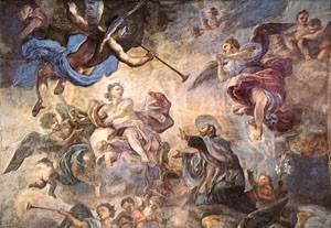 Toile peinture à l'huile Saint Cajetan Solimena 20x24 art baroque tableau chrétien