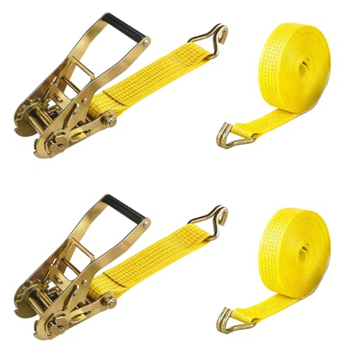 Image of EXTRA Heavy Duty Ratchet Straps 4M x 50mm, 5000kg Break Strength, Tie Down Ratchet Strap with Hooks for Cargo, Motorcycles, Cars, Trailers, 2 Pieces