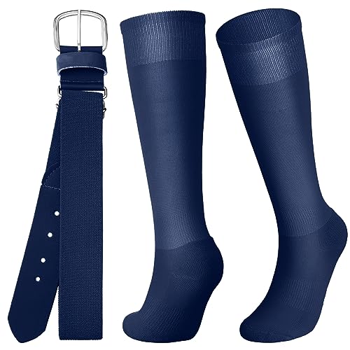 Image of Zhanmai Baseball Belt and Socks Combo, Adjustable Elastic Belt and Softball Socks, Multiple Sizes for Youth Boys Girls, Adult