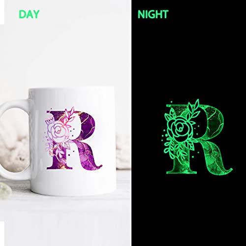Heflashor HOANVINYL-0407-2 Glow In Dark Permanent Vinyl Adhesive Rainbow Marble Craft Vinyl Self Stickers, 12X10 Inch Permanent Luminous Discoloration Color Changing Craft Vinyl For Cups, Car Decals Easy Cut Weed thumb #1