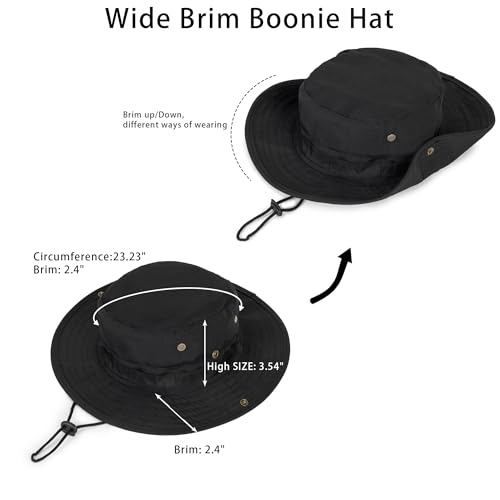 Image of Wide Brim Sun Boonie Hat with Uv Protection for Women Men Safari Military Beach Costume Oufits