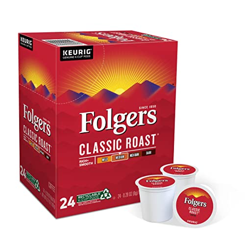 Folgers Classic Roast Coffee Keurig K-Cups, 24 Count (Pack of 3)