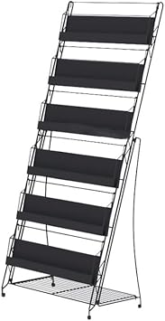 Floor-Standing Magazine Display Rack, Brochure Newspaper Stand, Journals Literature Holder for Trade Shows Exhibitions Offices61x32.5x135.5cm