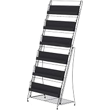 Floor-Standing Magazine Display Rack, Brochure Newspaper Stand, Journals Literature Holder for Trade Shows Exhibitions Offices61x32.5x135.5cm