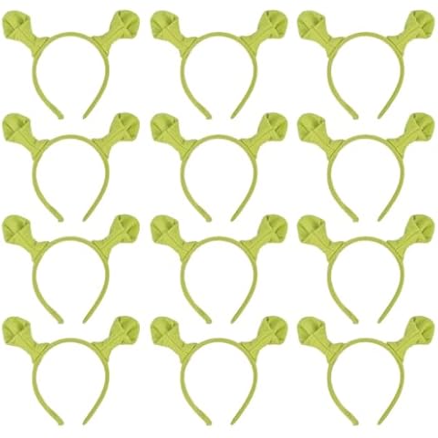 HODRME 12 PCS Green Ogre Ears Headband Set-Halloween Christmas Festival Theme Party Cartoon Cosplay Costume Accessories Cover