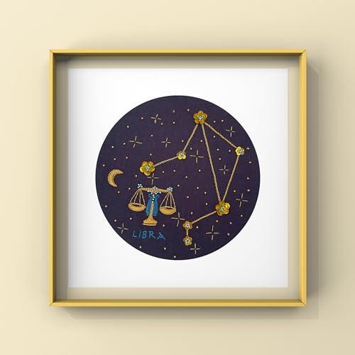 mozhijing Kit de bordado de constelação para adultos com padrão estampado, contas redondas para bord