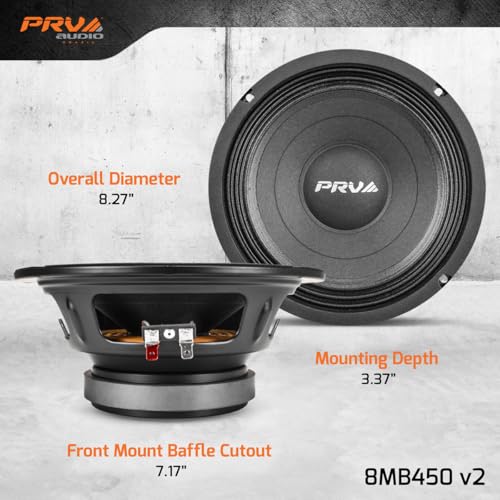 Image of PRV AUDIO 8 Inch Midbass Speaker 8MB450 v2, 450 Watts, 8 Ohm, 2 Inch Voice Coil, Pro Audio Loudspeaker (Single)