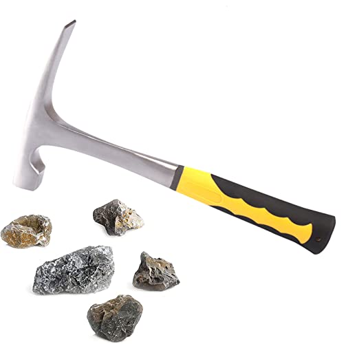 Schneespitze Geological Hammer,Marteau,Géologie Outils,Multi-Function Hammer For Geological Exploration Tool Tête plate Mining Hammer avec poignée de réduction des Chocs