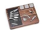 🧀 GOURMET - Genießen im großen Stil. Mit unserem hochwertigen Holz Servierplatte Komplett-Set lassen sich Odeuvre jeder Art professionell schneiden, servieren und präsentieren. Praktisch auch als Küchenbrett und Dip Servierbrett.