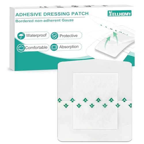 Image of NELLHOMY Adhesive Wound Dressings 10cm x 10cm, Pack of 15pcs, Large Adhesive Transparent Waterproof Island Dressings, PU Film Breathable Sterile Wound Dressings