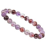 ELEDORO Handgefertigtes Edelstein Perlen Stretch Armband - Echte Steine 8mm (Phantomquarz)