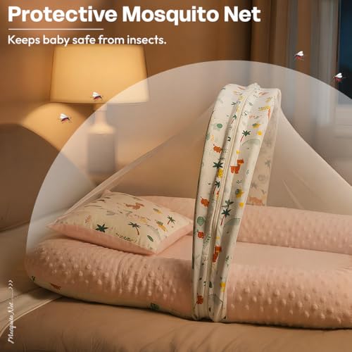 Image of StarAndDaisy Baby Carry Nest with Mosquito Net | Portable Baby Lounger for Infants (0-12 Months) | Foldable & Lightweight Travel Bed Soft & Breathable Fabric (Lion Print)