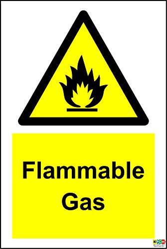 Warning Flammable Gas Safety Sign - 1.2mm Rigid Plastic 300mm x 200mm