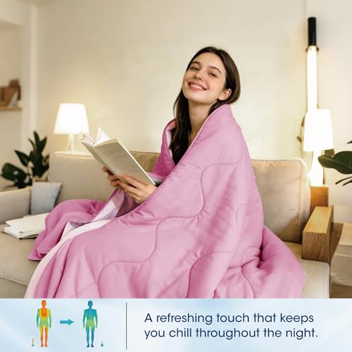 Image of Seward Park Cooling Comforter Full /Queen, All Season Reversible Cooling Blanket for Night Sweats, Cold Touch Fabric for Hot Sleepers, Breathable Lightweight for Summer, Lavender /Pink, 86x92 Inches