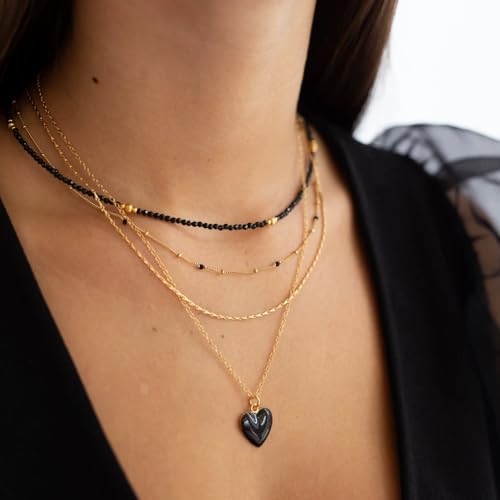 Gemstone Beaded Choker Spinel Lapis Lazuli Amethyst Turquoise 14" Necklace for Women Gold Stainless Steel Handmade Strand Boho Jewelry4