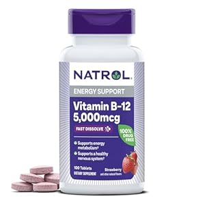 Natrol Vitamin B12 5,000 mcg, Fast Dissolve Vitamin B12 Supplement Supports a Healthy Nervous System and Energy Metabolism, 100 Tablets, Up to a 100 Day Supply