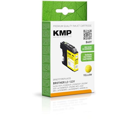KMP Cartouche d'encre compatible avec Brother LC123Y Jaune – B60Y – Pour DCP-J132W DCP-J152 DCP-J172W DCP-J552DW DCP-J752DW DCP-J4110DW, MFC-J245 MFC-... etc.