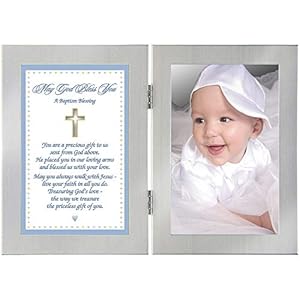 Poetry Gifts Baby Boy Baptism Gift, Blessing Card in Frame, Add 4×6 Inch Photo