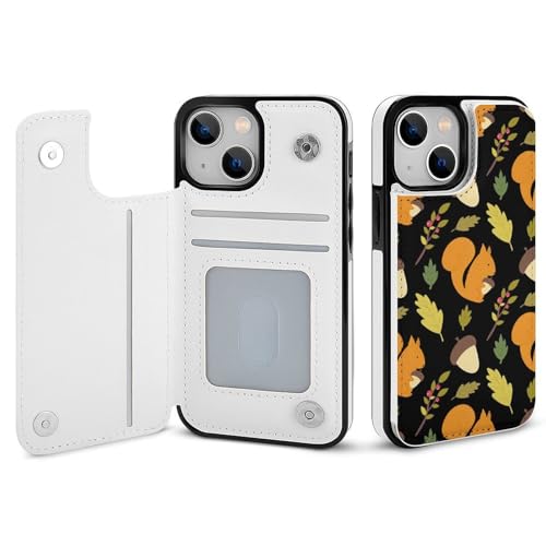 iPhone13ProMax用ケース カバー 手帳型 リス柄 栗鼠柄 木鼠柄 動物柄 アイフォン13ProMax用 カード収納 横置きスタンド機能 全面保護 Case